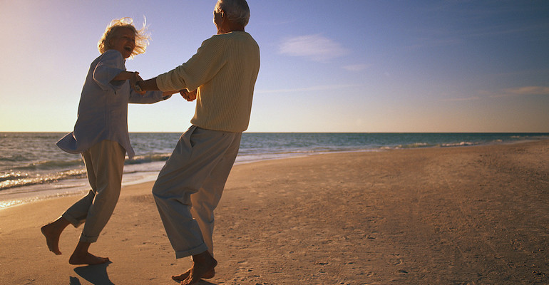 happy couple on the beach