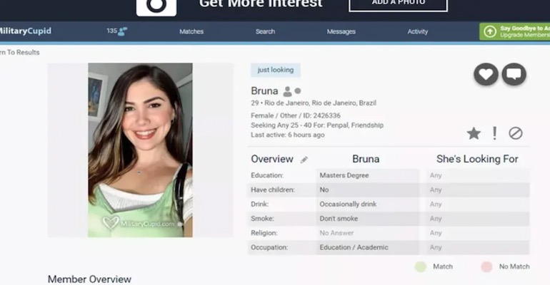 main features of militarycupid