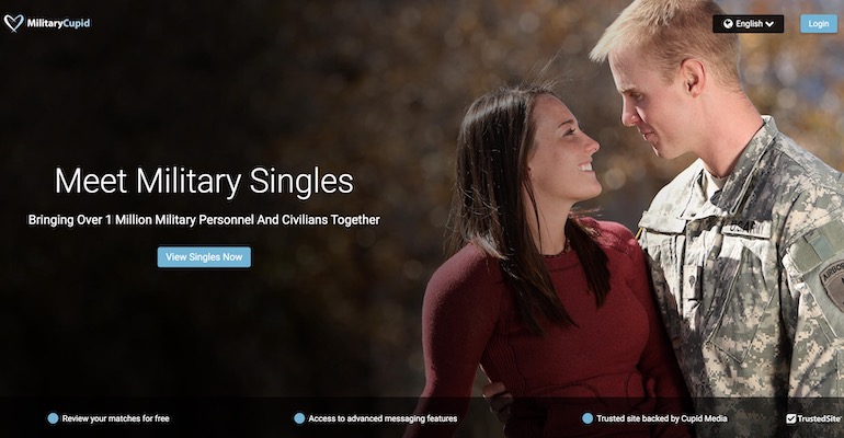 homepage screenshot of militarycupid