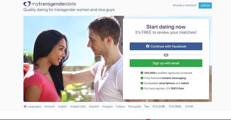 homepage screenshot of mytransgenderdate